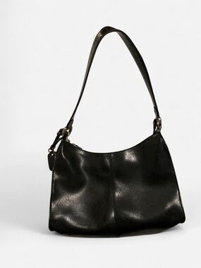 Classic Black Leather Shoulder Bag